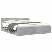 Letto matrimoniale | Letto per adulti | Giroletto Testiera Grigio Cemento 180x200 cm Legno Multistrato