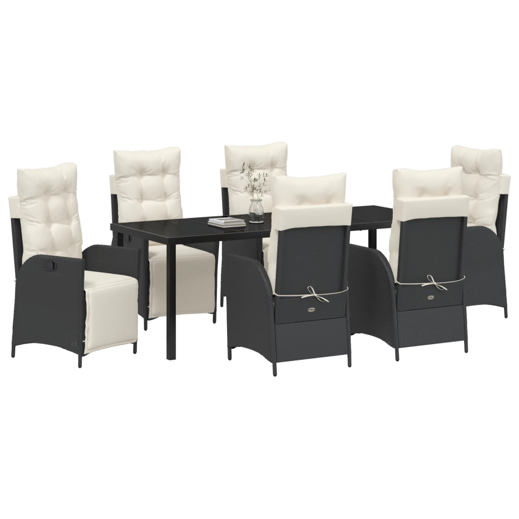 Set di Giardinaggio da 2 Pezzi Rattan Poliestere Nero