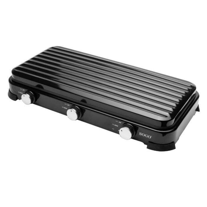 Fornello a gas 3 fuochi GPL da esterno 5,4 kW, piano smaltato con regolazione fiamma e supporti pentola - Sogo