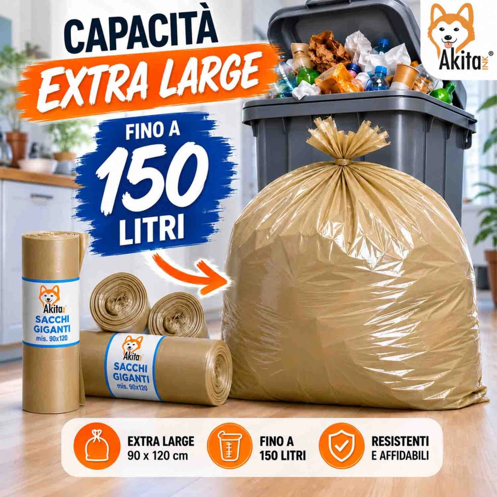 Akitaink Sacchi Spazzatura Grandi 90x120 Ambra 40pz