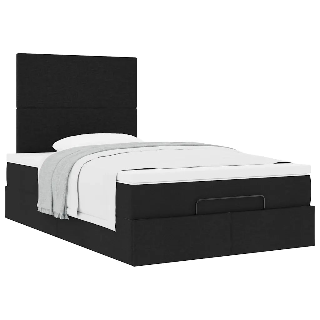 Struttura Letto Pouf con Materasso Nero 120x200 cm in Tessuto 3313066