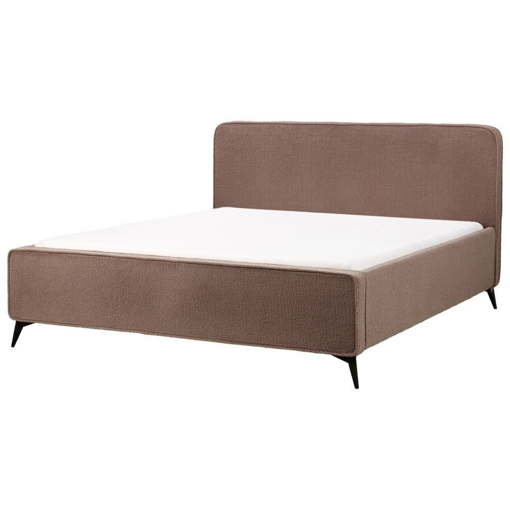Letto matrimoniale in bouclé con struttura a doghe 180 x 200 cm stile classico camera da letto