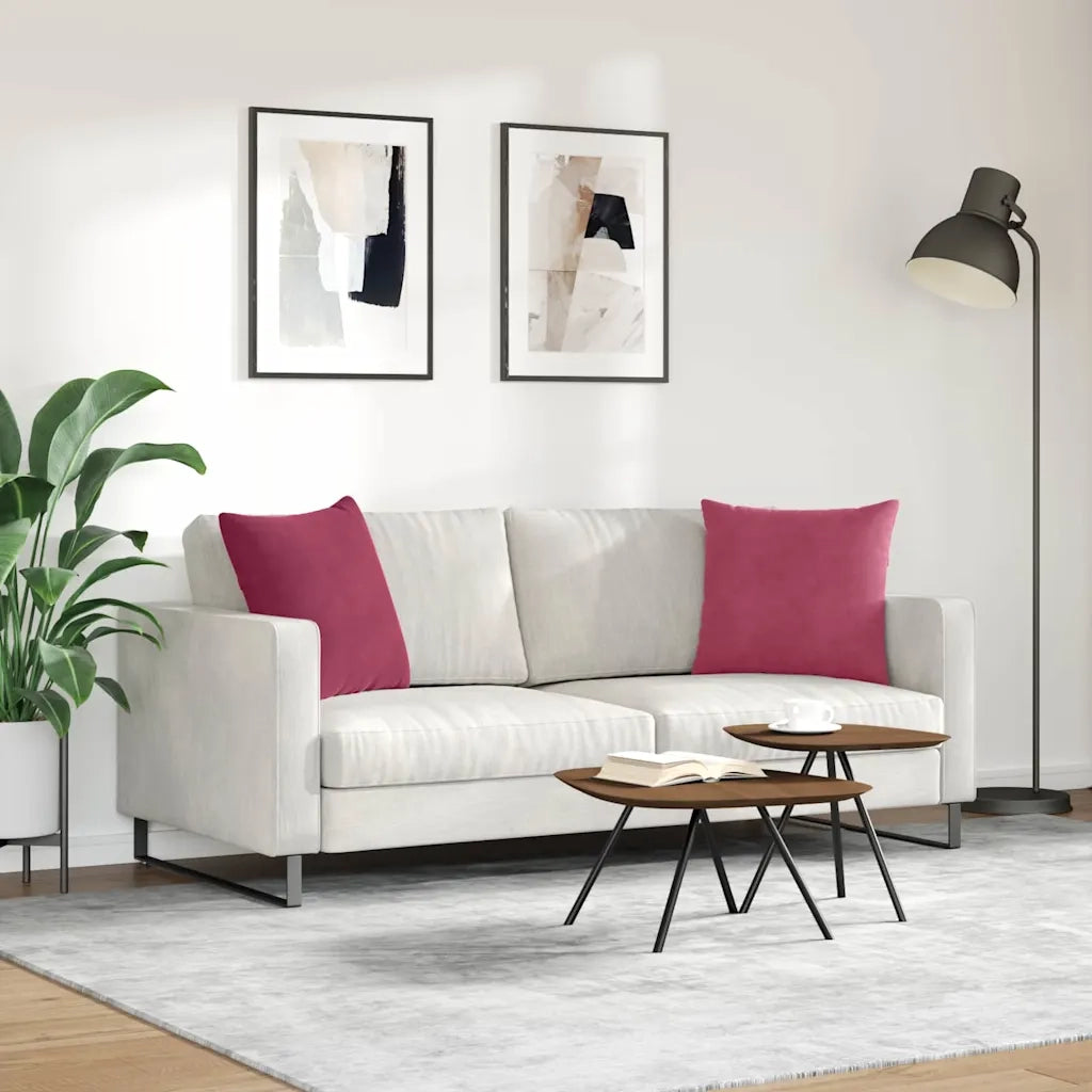 Cuscini da Divano 2 pcs Rosso Vino 50 x 50 cm Tessuto in Cords 42013976
