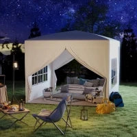 Gazebo 3x3 m Pieghevole e Impermeabile con Pannelli Laterali, in Acciaio e tessuto Oxford, Bianco