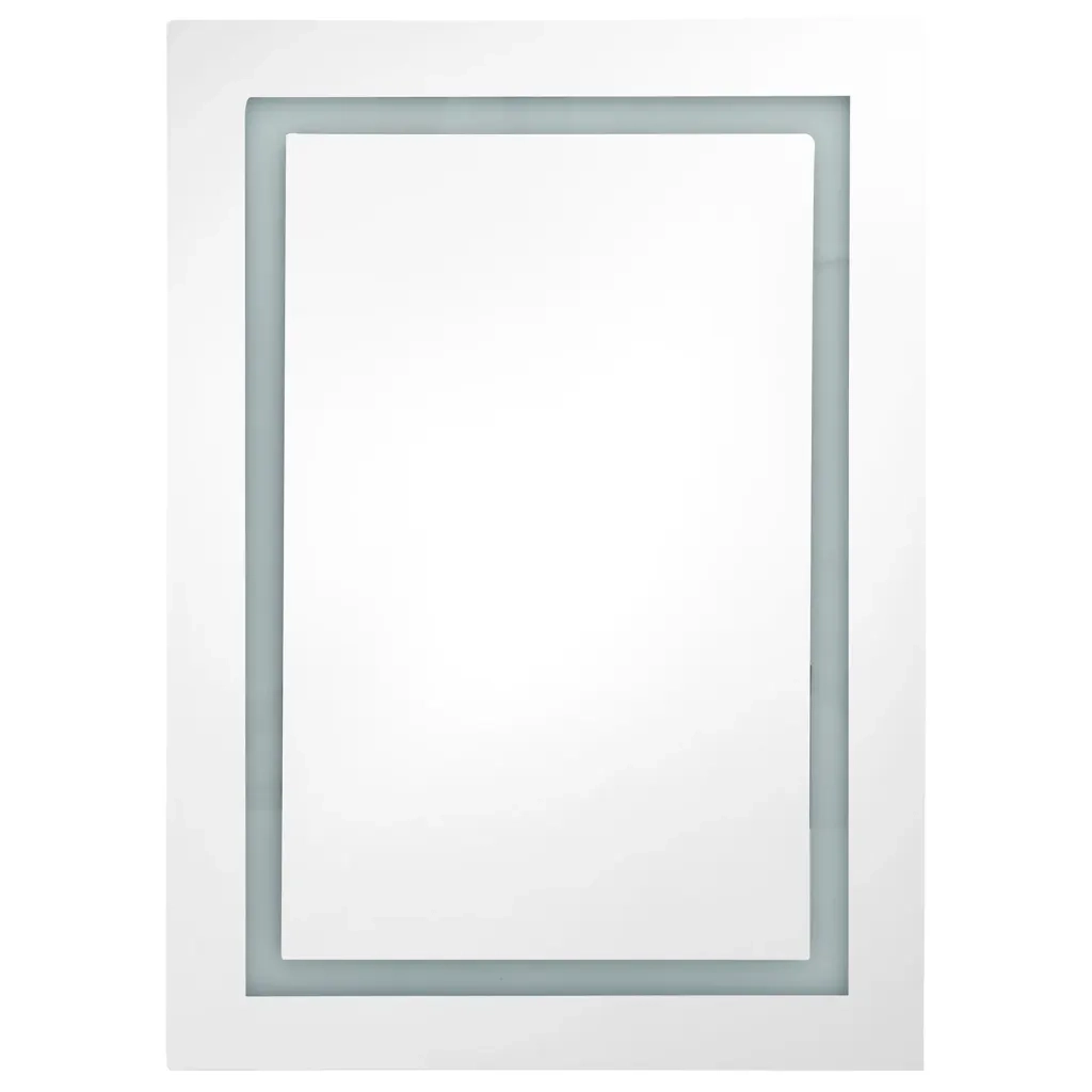 Armadietto Bagno con Specchio e LED Grigio Cemento 50x13x70 cm 326488