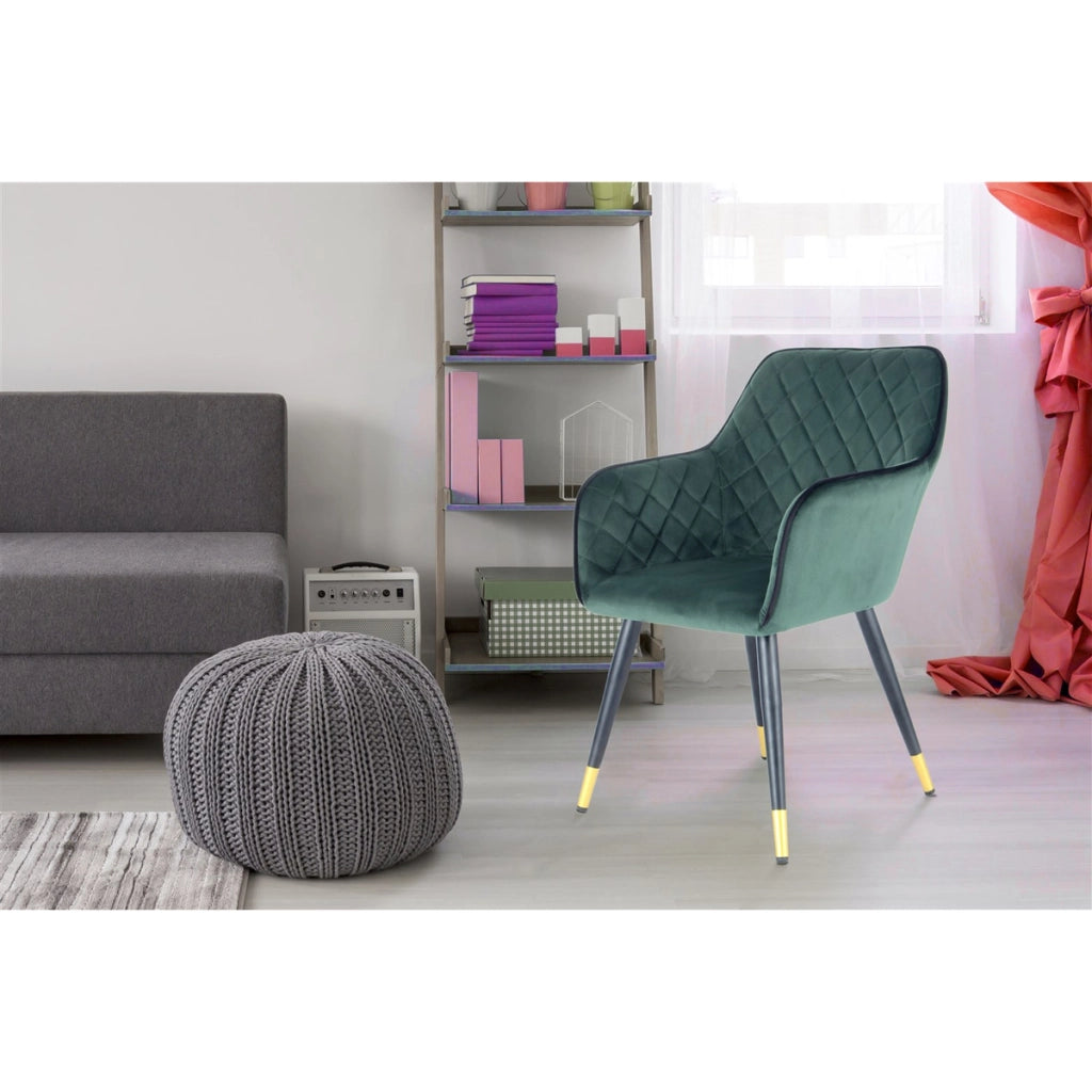 Sedia Poltroncina Amino in Velluto Verde Scuro e Nero
