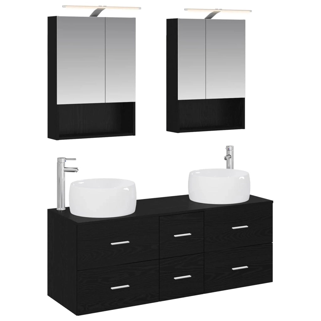 Set di mobili per il bagno 5 pcs Rovere Nero 3407040