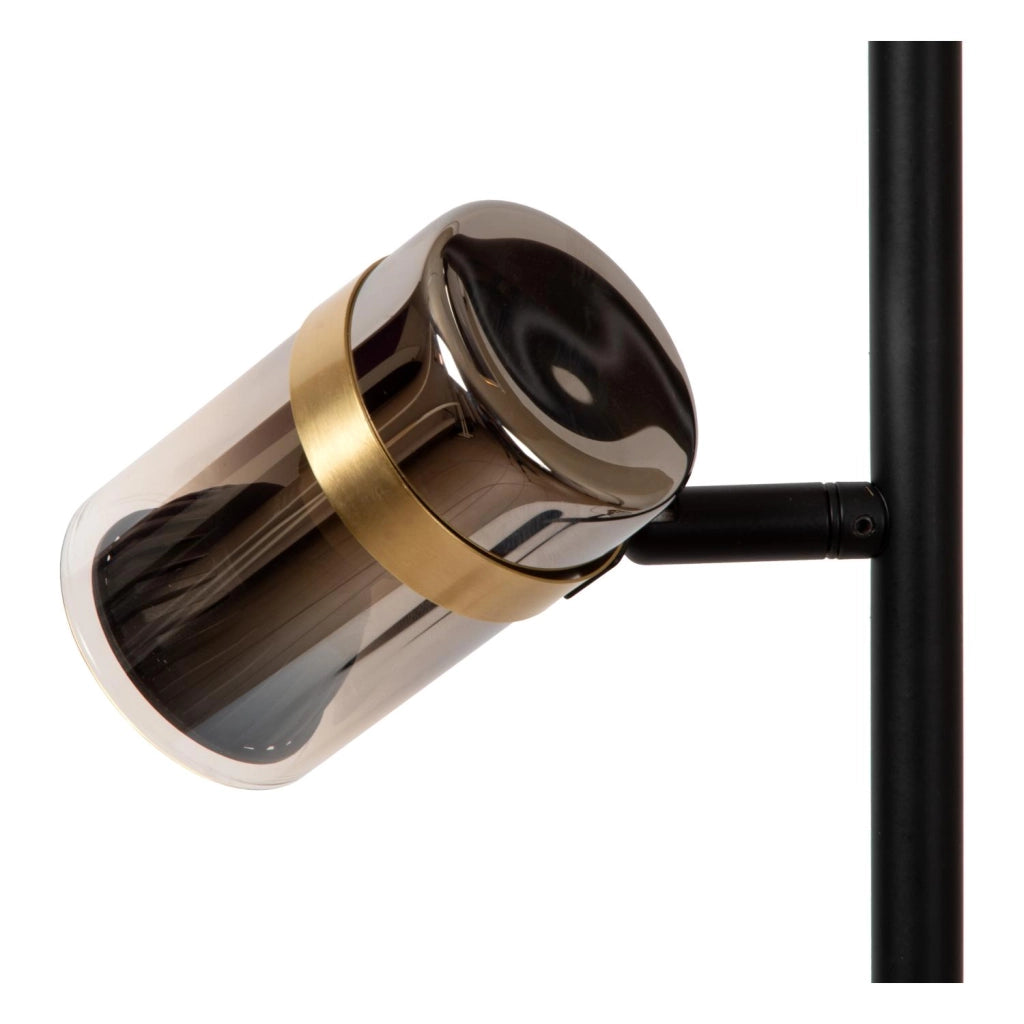 Lampada da terra UPTON 3 luci nero/oro vetro fumé Lucide
