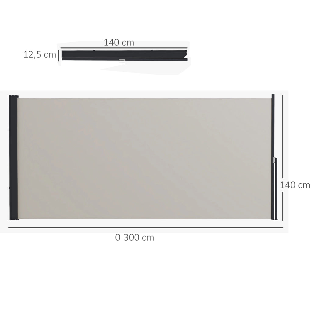 Barriera estensibile a forbice con privacy avvolgibile protezione UV30+ per esterni in poliestere grigio chiaro
