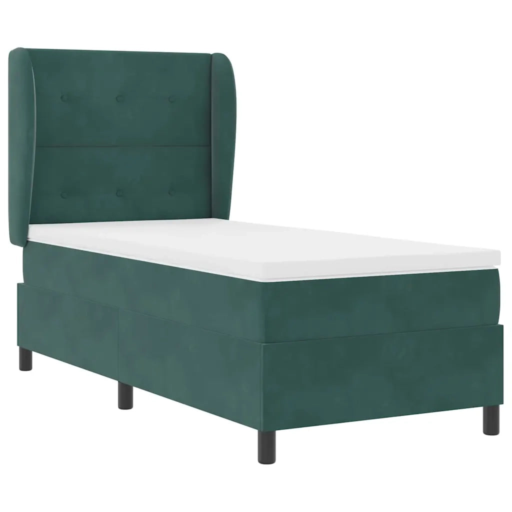 Letto a molle con materasso Verde Scuro 200 x 100 cm Velluto 3340919