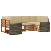 Set di divani da esterno 6 pcs Naturale e Beige Poliestere 3384789