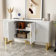 Credenza 150x40x82 cm bianca in MDF e pannello truciolare, 4 ante