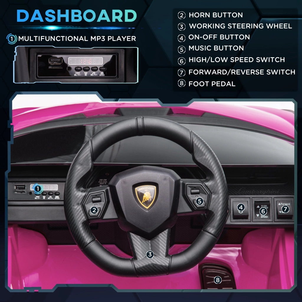 Macchina Elettrica per Bambini 12V con Licenza Lamborghini Sian FKP 37 Rosa