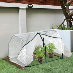 Mini Serra da Giardino e Balcone 99x71x60 cm in Plastica PE e Acciaio con Chiusura a Zip