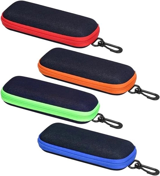 Tas per occhiali quadrifoglio, portatile e elegante, con chiusura a cerniera e gancio, adatto per uomini, donne e bambini.