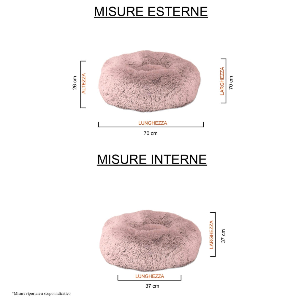 Cuccia per Cani e Gatti Ø60 cm in Poliestere Rosa