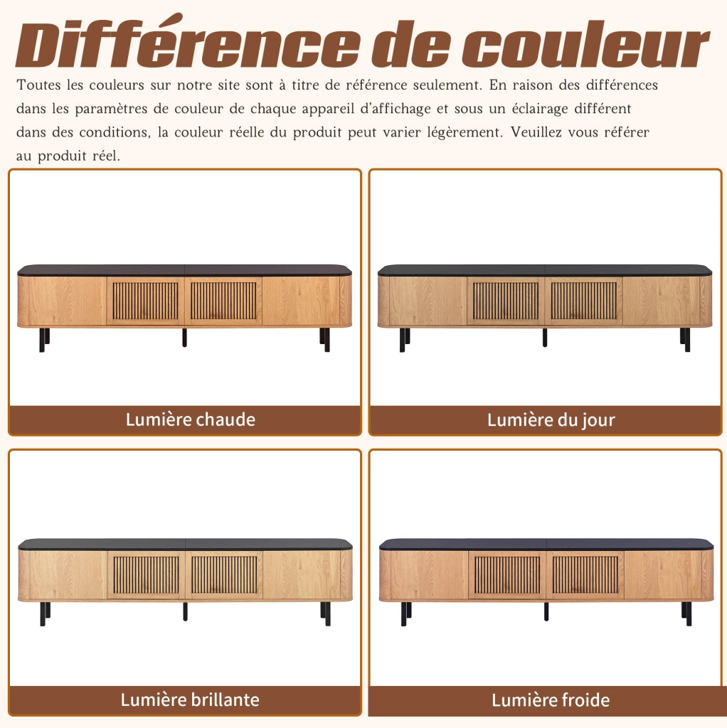 Mobile TV moderno 190x35x45 cm in MDF e pannelli di particelle; colore rovere