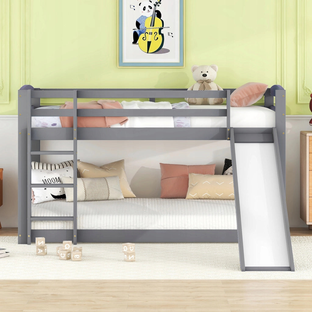Letto a castello con scivolo - Xylo - 90x200 - Grigio