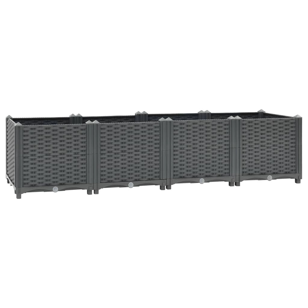 Fioriera rialzata per piante e fiori giardino 160 x 40 x 38 cm polipropilene grigio scuro 02_0000918