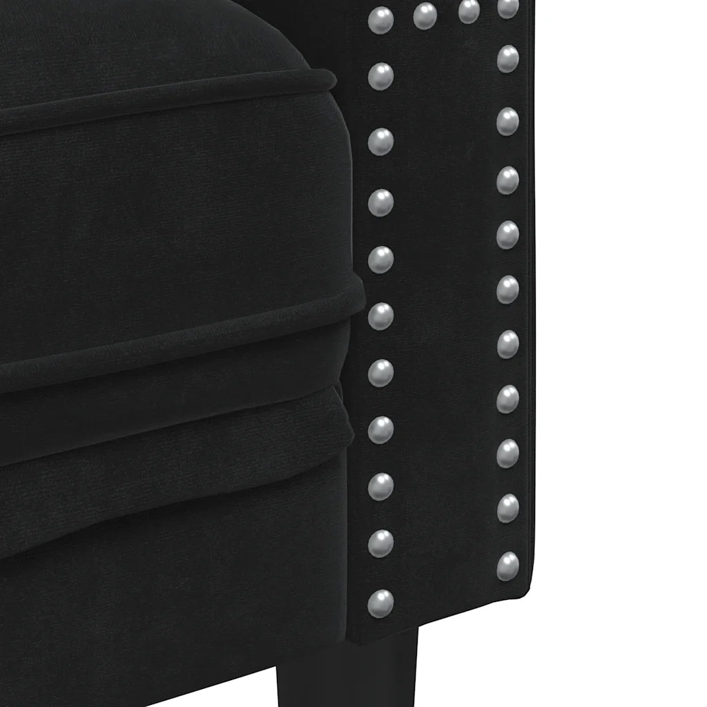 Divano Sedia-Poltrona Chesterfield Nera in Velluto
