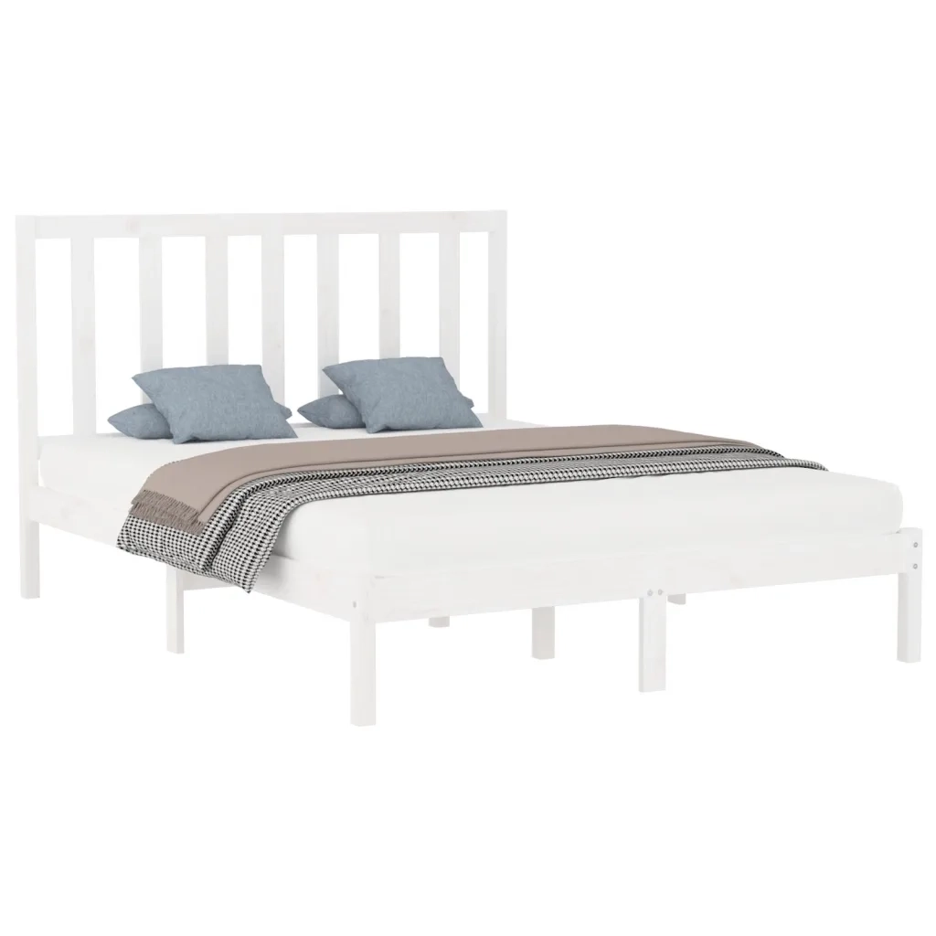 Giroletto-Struttura Letto Bianco in Legno Massello 160x200 cm 210242