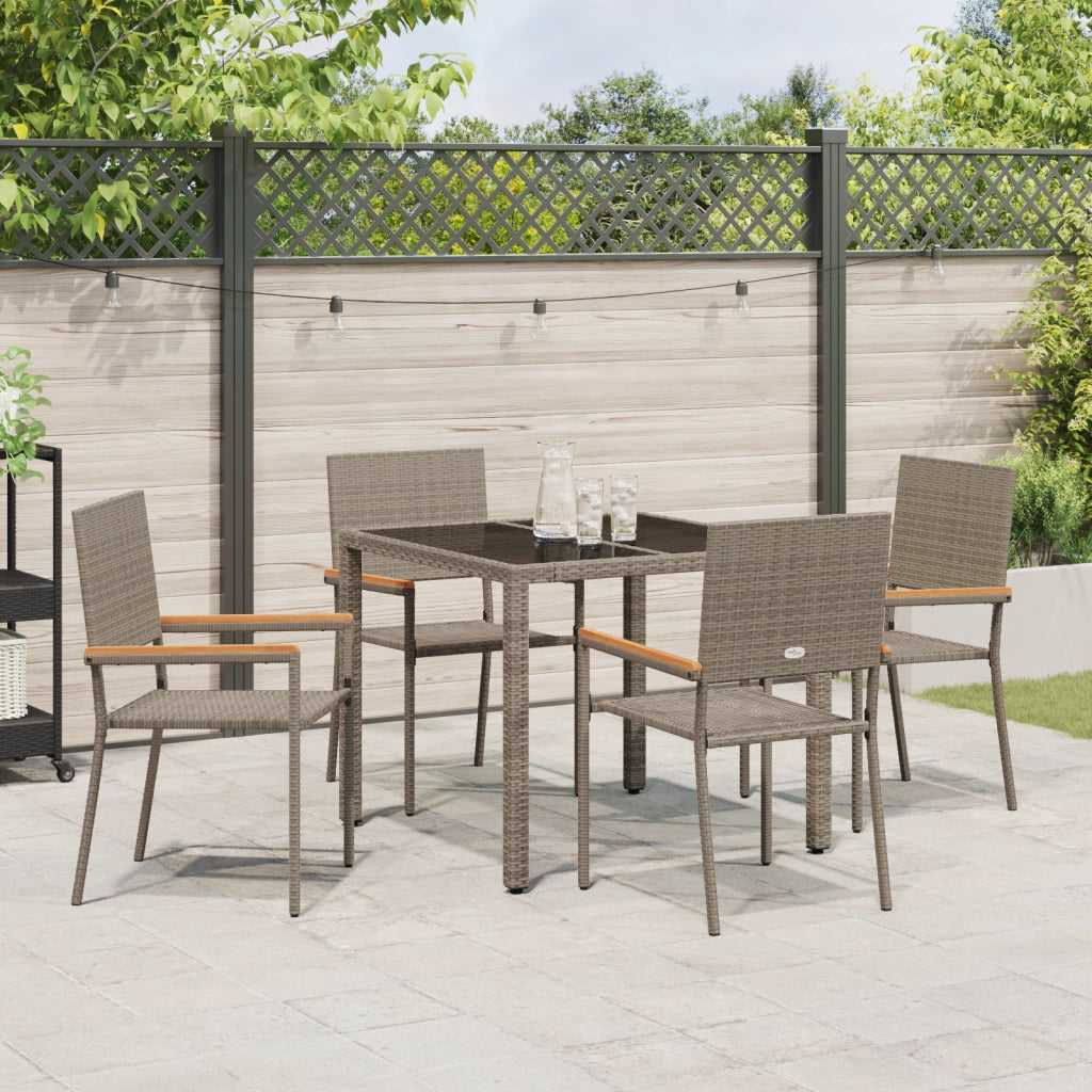 Set da Pranzo da Giardino  5 Pezzi Grigio Polyrattan