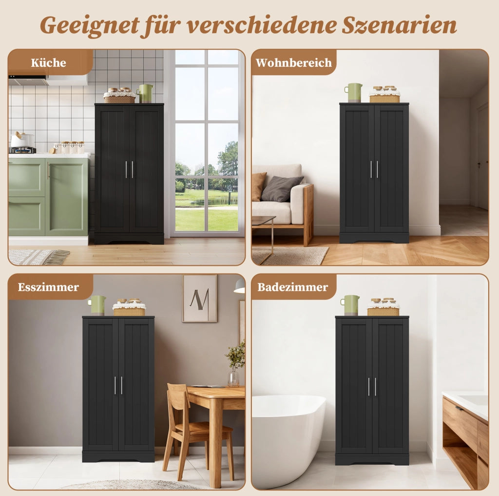Armadio alto in MDF nero con luce LED a sensore
