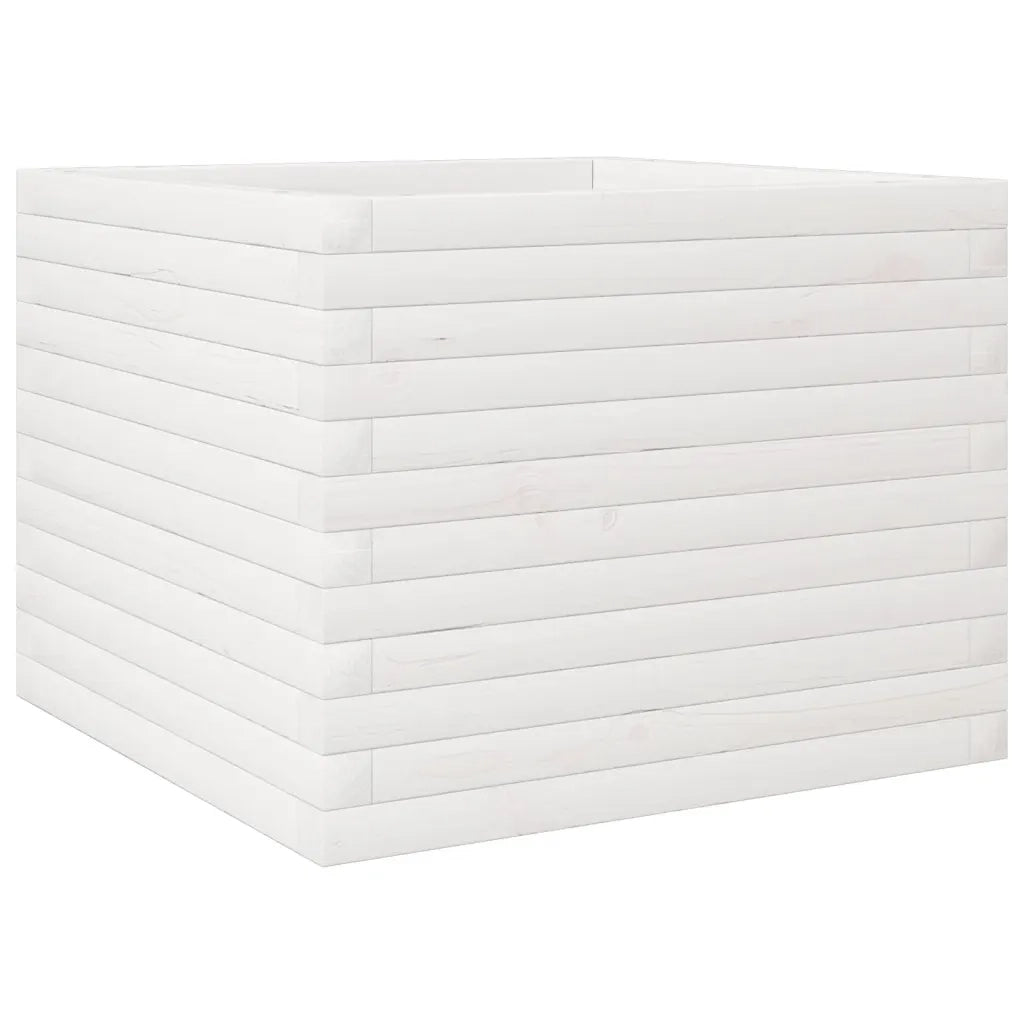 Fioriera | Cassetta per fiori | Vaso da Giardino Bianca 60x60x45,5cm Legno Massello di Pino