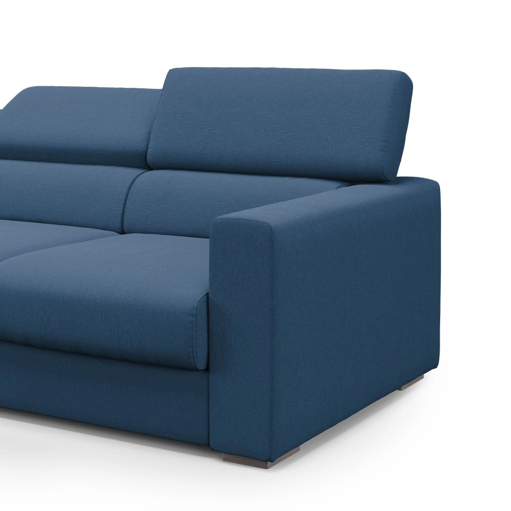 Dylan Divano a 3 sedute con estraibile a cassettone in tessuto simil cotone impermeabile T13 240 cm blu