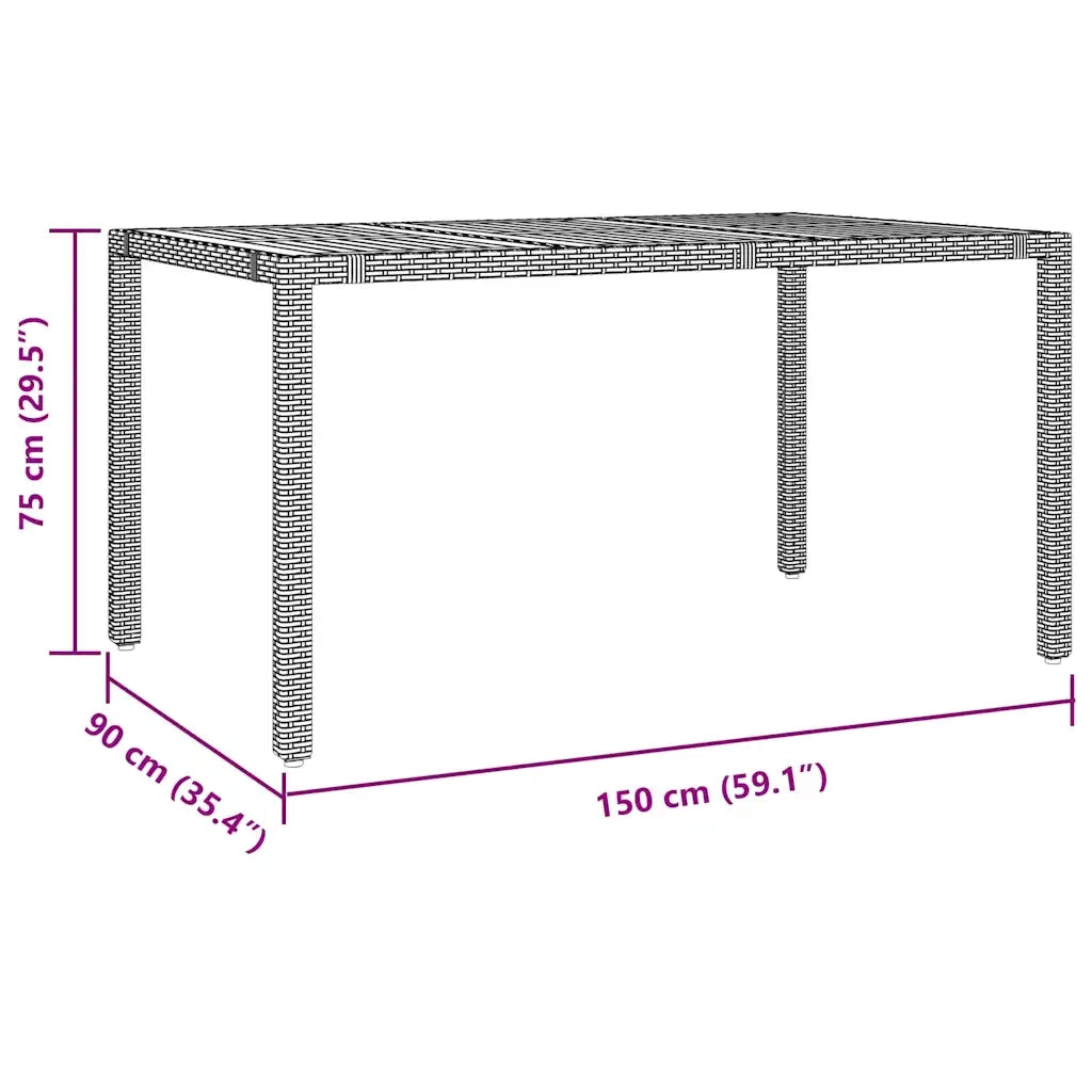 Set da Pranzo per Giardino 7 pcs Grigio polyrattan 3365409