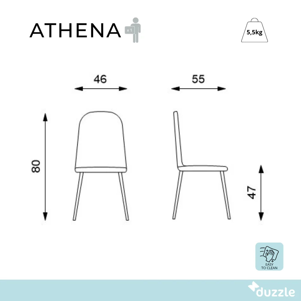 Set di 4 sedie da pranzo in polipropilene grigio scuro Athena con struttura in polipropilene facili da pulire | Duzzle