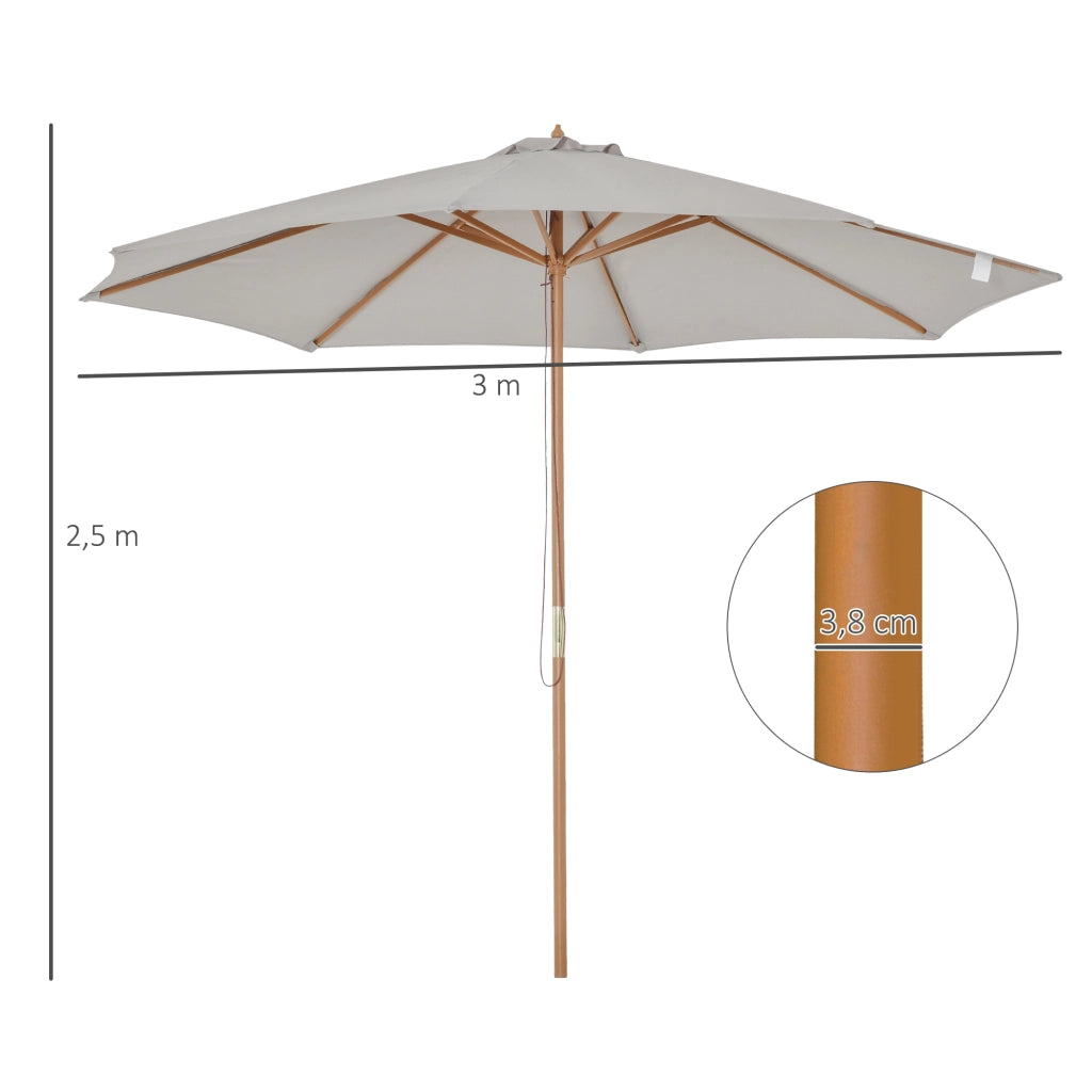 Ombrellone da Giardino ¨C zephmum ¨C Grigio ?300 cm Legno