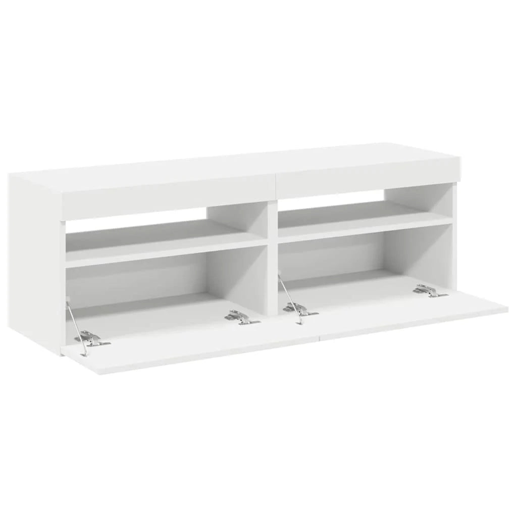 Mobile TV multimediale mensola TV credenza mobile TV per sala da pranzo soggiorno camera da letto con luci LED 2 pezzi 60 x 35 x 40 cm bianco 02_0028846