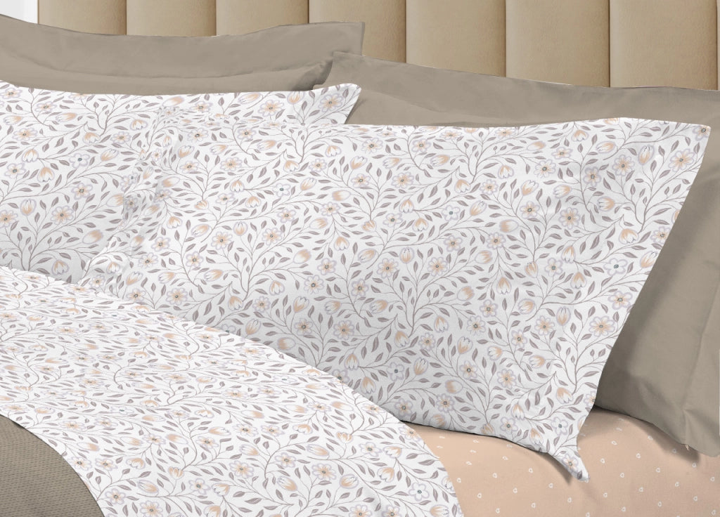 Completo Lenzuola Letto 100% Cotone Italy 3027 Disegno Melody - Singolo - Beige