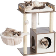 Krappaio in Legno con Piattaforma - Stabile e Animali-Friendly - 1 pezzo - Greige