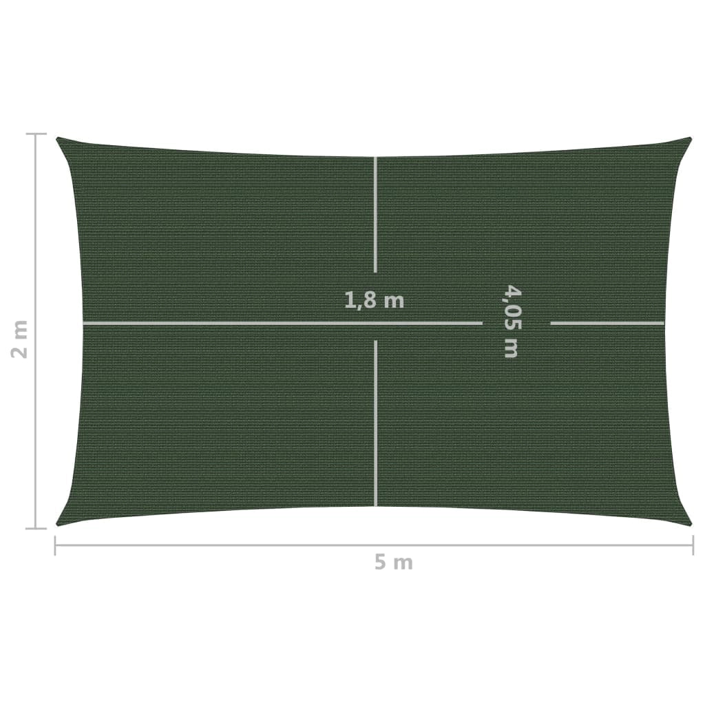 Vela ombreggiante/ombrellone 160 g/m² verde scuro 2 x 5 m HDPE 02_0009414