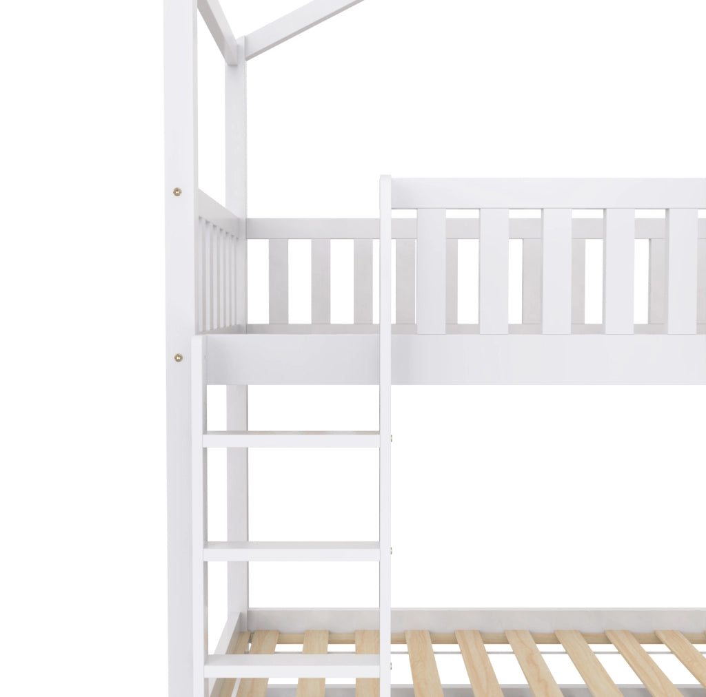 Letto a castello trasformabile in 3 letti singoli 90x200 cm in legno di pino bianco