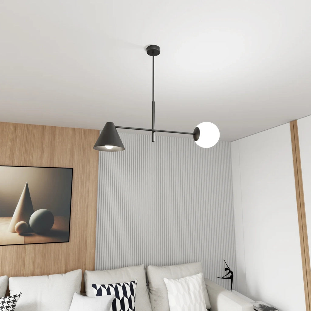 Plafoniera Moderna Industrial Njord 2 Luci Nero