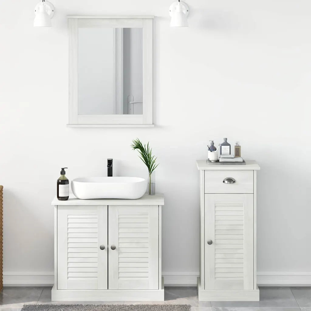 Set di mobili per il bagno 3 pcs Bianco Antico Pino massello 3328544