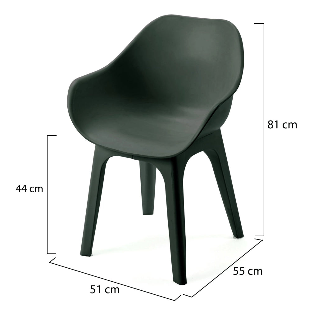 Beachfield, Sedia da Esterno 4 Sedie Made in Italy, Nero Antracite