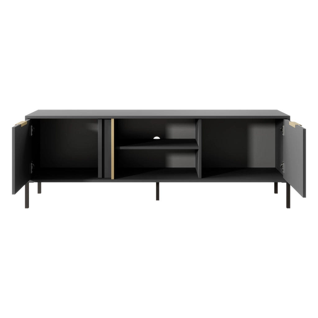 Kaleka, Mobile Porta tv 2 Ripiani, 153x40x53h cm Nero