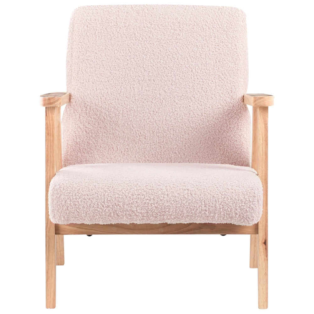 Poltrona per bambini con gambe in legno Rosa pastello cemeretta