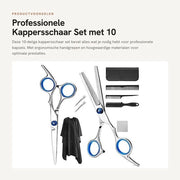 Kit di forbici da barbiere 10 pezzi - Set professionale per barbieri - Manico ergonomico - Acciaio inossidabile - Inclusi clips e pettini - Ideale per saloni - Forbici da barba