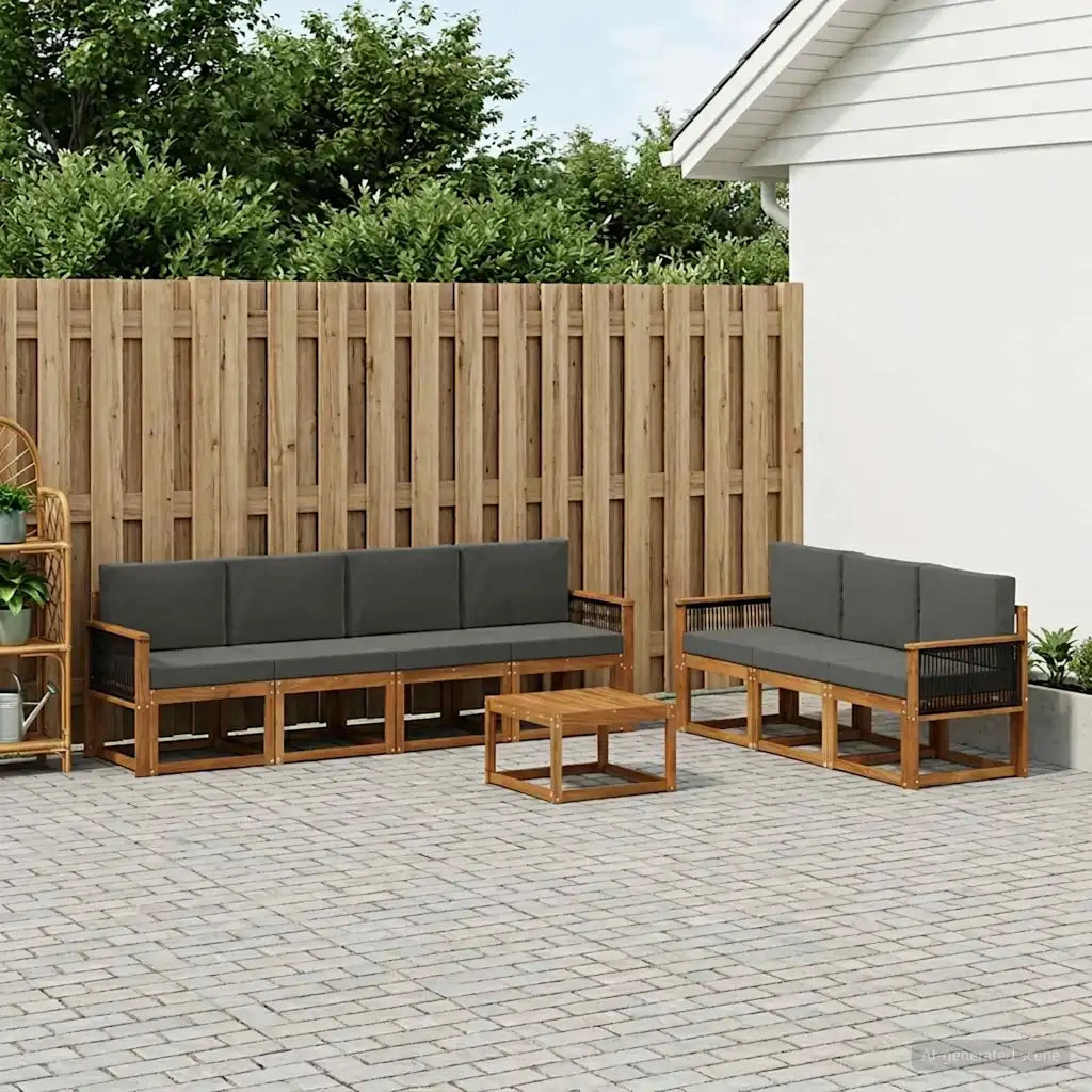 Set di divani da esterno con cuscino 7 pcs Naturale e Antracite 3385053