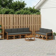 Set di divani da esterno con cuscino 7 pcs Naturale e Antracite 3385053