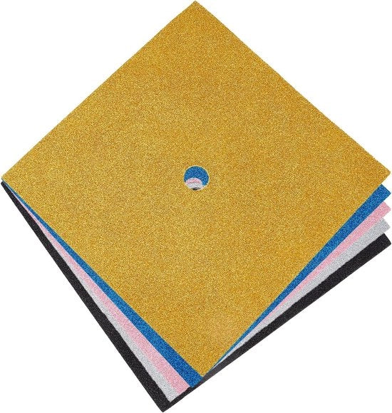 Decorazioni per Grad Caps in carta glitter, 5 fogli, 24,8 x 24,8 cm