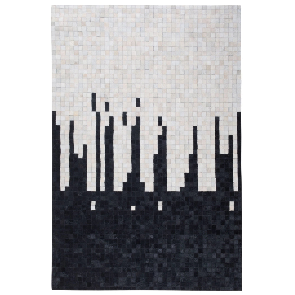 Tappeto tappetino Pelle Bovina Nera e Bianca 160 x 230 cm Rettangolare Motivo Geometrico Astratto Fatto a mano