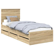 Letto singolo | Letto per adulti | Struttura del letto con cassetto Rovere Sonoma 75 x 190 cm