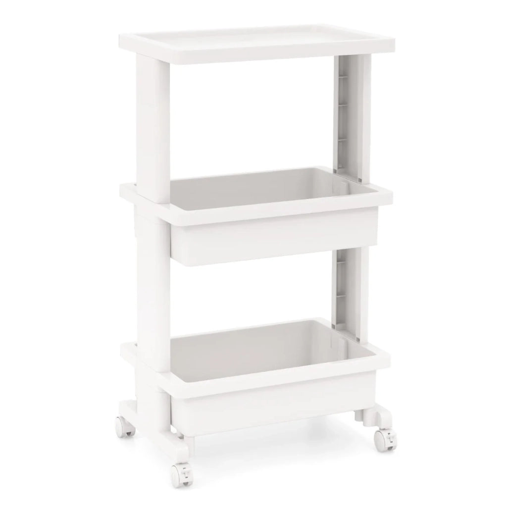 Carrello a 3 ripiani 45 x 30 x 81 cm capiente facile da trasportare PP bianco 20_0011406