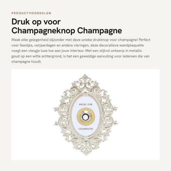 Decorazione da champagne con pulsante - Placca decorativa per muro - Champagne Decor - Luminaria in oro - Decorazione per festa - Decorazione per Natale - Per uso domestico